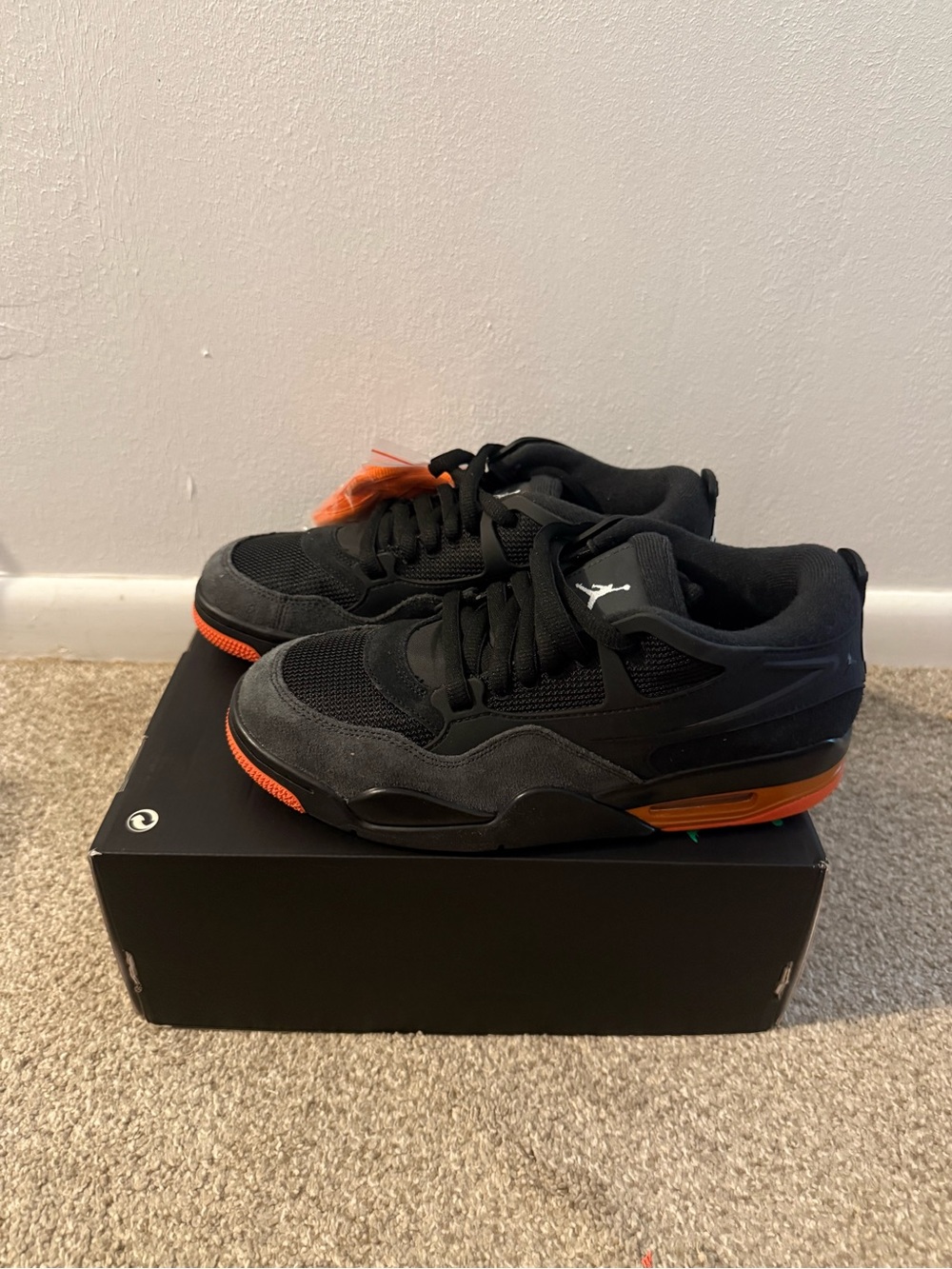 Jordan Men's Black and Orange Low-Top Sneakers